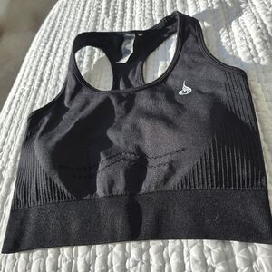 Ryderwear Black Seamless Racerback Athleisure Workout Longline Sports Bra M